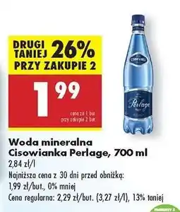Biedronka Woda mineralna Cisowianka Perlage 700 ml oferta