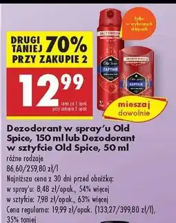 Biedronka Dezodorant w spray’u Old Spice, 150 ml lub Dezodorant w sztyfcie Old Spice, 50 ml oferta