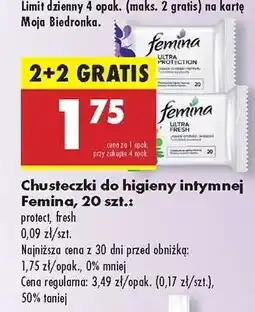 Biedronka Chusteczki do higieny intymnej Femina 20 szt oferta