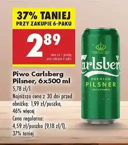Biedronka Piwo Carlsberg Pilsner 6x500 ml oferta