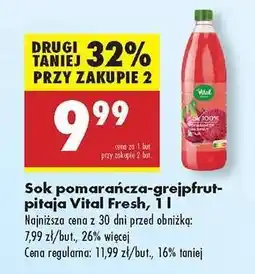 Biedronka Sok pomarańcza-grejpfrut-pitaja Vital Fresh, 1 l oferta