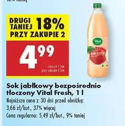 Biedronka Sok jabłkowy bezpośrednio tłoczony Vital Fresh, 1 l oferta