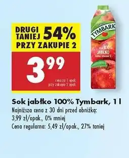 Biedronka Sok jabłko 100% Tymbark, 1 l oferta