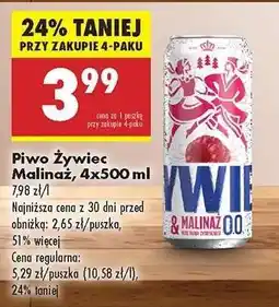 Biedronka Piwo Żywiec Malinaż, 4x500 ml oferta