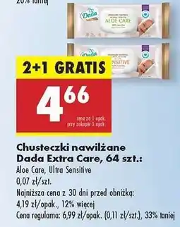 Biedronka Chusteczki nawilżane Dada Extra Care 64 szt oferta