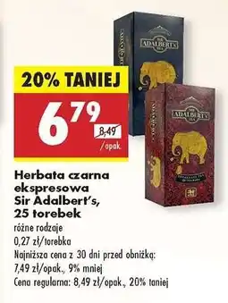 Biedronka Herbata czarna ekspresowa Sir Adalbert’s, 25 torebek oferta