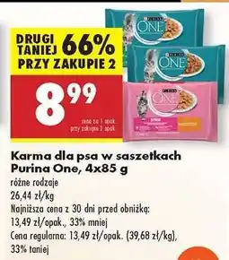 Biedronka Karma dla psa w saszetkach Purina One, 4x85 g oferta
