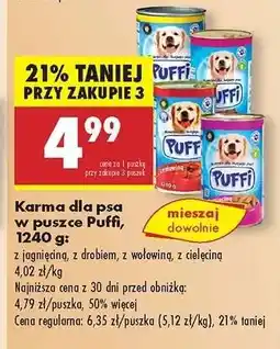 Biedronka Karma dla psa w puszce Puffi, 1240 g oferta