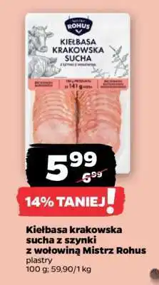 Netto Kiełbasa krakowska sucha z szynki z wołowiną Mistrz Rohus oferta