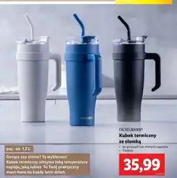 Lidl Kubek termiczny ze słomką Fackelmann oferta