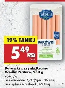 Biedronka Parówki z szynki Kraina Wędlin Nature oferta