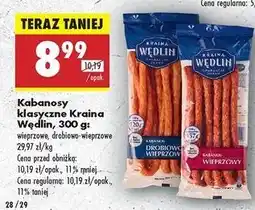 Biedronka Kabanosy klasyczne drobiowe-wieprzowe Kraina Wędlin oferta