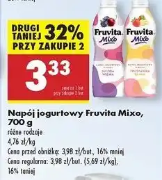 Biedronka Napój jogurtowy jagoda wiśnia Fruvita Mixo oferta