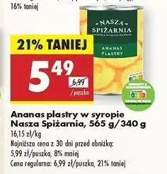 Biedronka Ananas w lekkim syropie plastrach Nasza Spiżarnia oferta