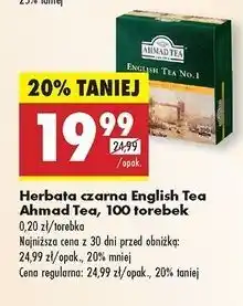 Biedronka Herbata ekspresowa z zawieszką Ahmad Tea London English No. 1 oferta