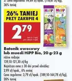 Biedronka Baton jabłka-wanilia z maślanymi ciasteczkami bio Hipp Owocowy Przyjaciel oferta