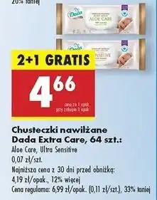 Biedronka Chusteczki wilgotne sensitive Dada Extra Care oferta