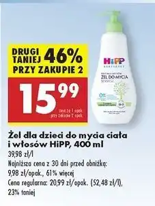Biedronka Żel do mycia ciała i włosów Hipp Babysanft oferta