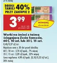 Biedronka Worki na śmieci 35 l z taśmą ściągającą mocne Zosia Samosia oferta