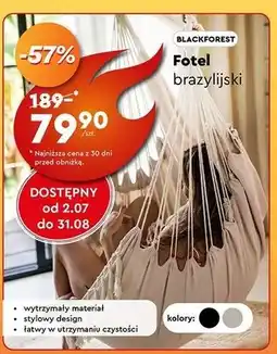 Biedronka Fotel brazylijski Black Forest oferta