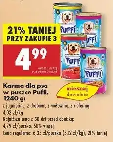 Biedronka Karma dla psa z cielęciną Puffi oferta