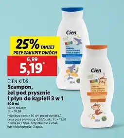 Lidl Szampon, żel pod prysznic i płyn do kąpieli 3w1 bananowy Cien Kids oferta