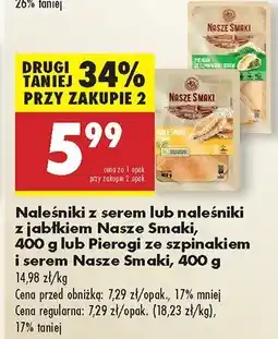 Biedronka Danie gotowe Naleśniki z serem lub naleśniki z jabłkiem Nasze Smaki oferta