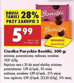 Biedronka Ciastka Paryskie Bonitki wiśniowe, pomarańczowe, malinowe, morelowe, 300 g oferta