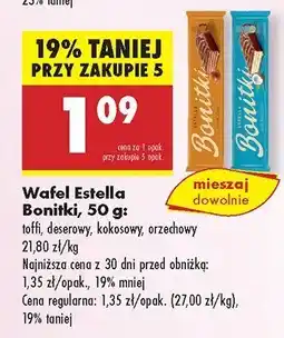 Biedronka Wafel Estella Bonitki toffi, deserowy, kokosowy, orzechowy, 50 g oferta