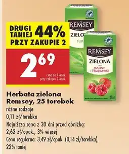 Biedronka Herbata zielona Remsey różne rodzaje, 25 torebek oferta