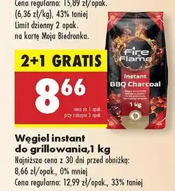 Biedronka Węgiel instant do grillowania Fire Flame, 1 kg oferta