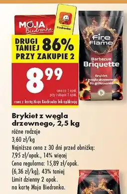 Biedronka Brykiet z węgla drzewnego Fire Flame, 2,5 kg oferta