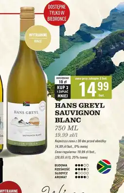 Biedronka Wino Hans Greyl Sauvignon Blanc Dry oferta