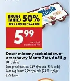 Biedronka Deser mleczno-czekoladowy z orzechami Zott Monte oferta