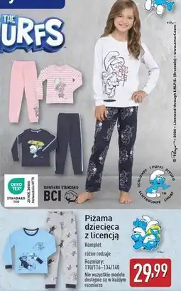 ALDI Piżama dziecięca smerfy 110/116-134/140 oferta