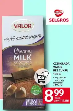 Selgros Czekolada Valor bez cukru 100g oferta
