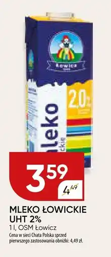Chata Polska Mleko łowickie UHT 2% OSM Łowicz oferta