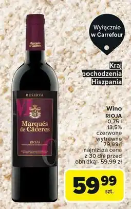 Carrefour Wino Marques De Caceres Rioja oferta
