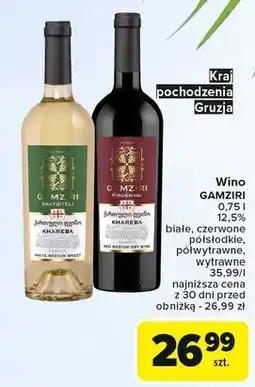 Carrefour Wino półsłodkie Gamziri Rkatsiteli oferta