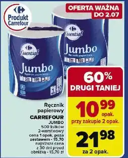 Carrefour Ręcznik papierowy jumbo Carrefour Essential oferta