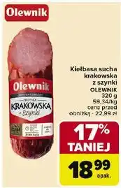 Carrefour Kiełbasa krakowska sucha z szynki Olewnik oferta