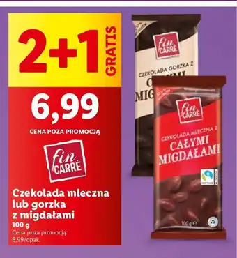 Lidl Czekolada mleczna z całymi migdałami Fin carre oferta