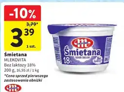 Intermarche Śmietana bez laktozy 18% MLEKOVITA oferta