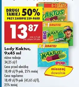 Biedronka Lody na patyku 9-pak Kaktus oferta