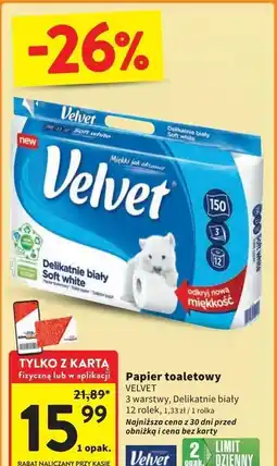 Intermarche Papier toaletowy delikatnie biały Velvet oferta