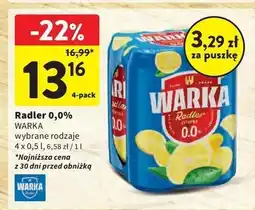 Intermarche Piwo Warka Radler Lemon 0.0% Alk oferta