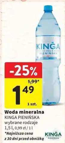 Intermarche Woda niegazowana Kinga Pienińska oferta
