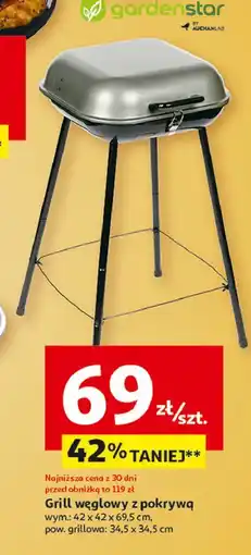 Auchan Grill węglowy z pokrywą 42 x 69.5 cm Garden Star oferta