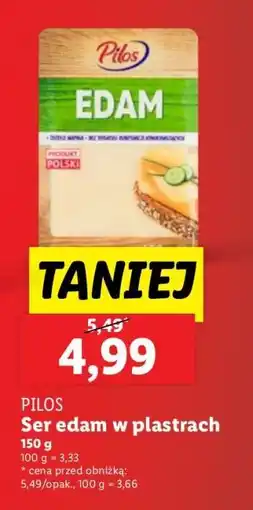 Lidl Ser edam w plastrach Pilos oferta