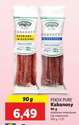 Lidl Kabanosy drobiowo-wieprzowe lub wieprzowe Pure Pikok oferta